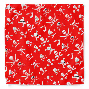 RED PIRATE BANNERS SKULL,CROSSED BONES,SWORDS BANDANA