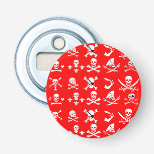 RED PIRATE BANNERS SKULL,CROSSED BONES,SWORDS BOTTLE OPENER