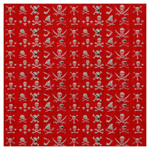 RED PIRATE BANNERS SKULL,CROSSED BONES,SWORDS FABRIC