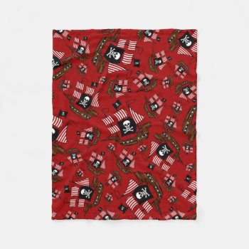Red Pirate Ship Pattern Fleece Blanket by Brothergravydesigns at Zazzle