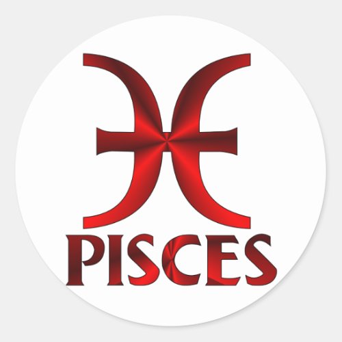 Red Pisces Horoscope Symbol Classic Round Sticker