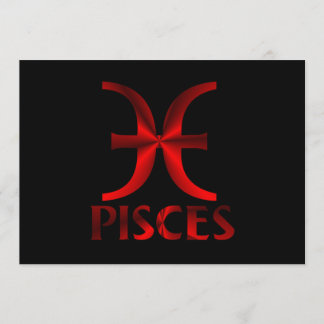 Red Pisces Horoscope Symbol Invitation