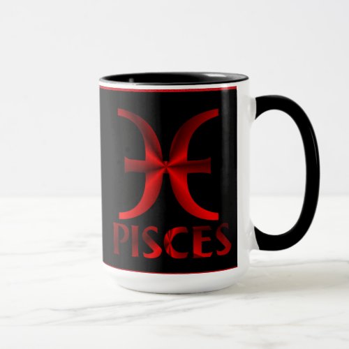 Red Pisces Horoscope Symbol Mug