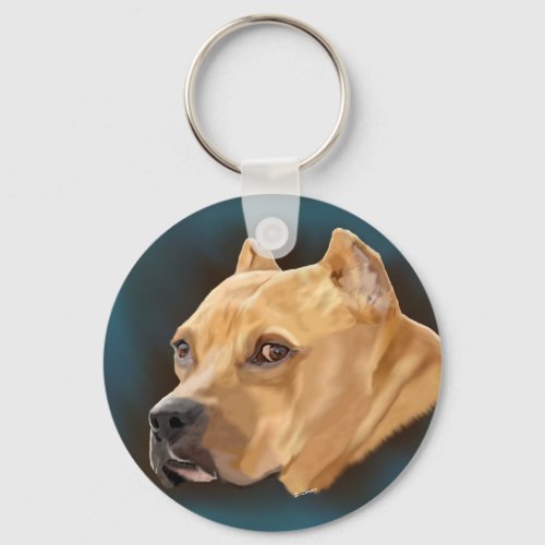 Red Pitbull Dog Keychain