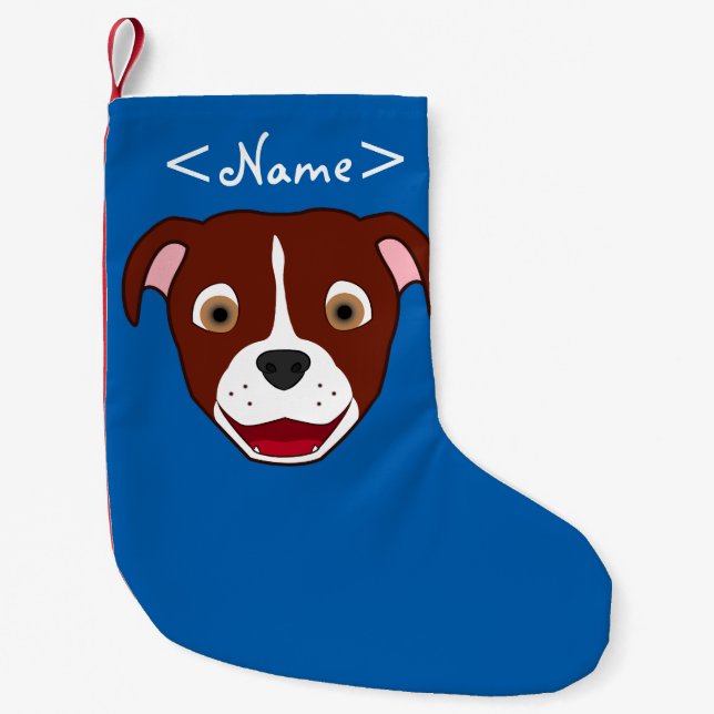 Red Pitbull Face with White Blaze Small Christmas Stocking (Front)