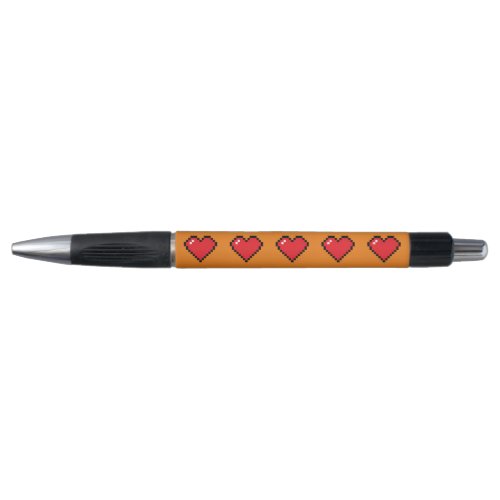 Red Pixel Heart Pattern Pen