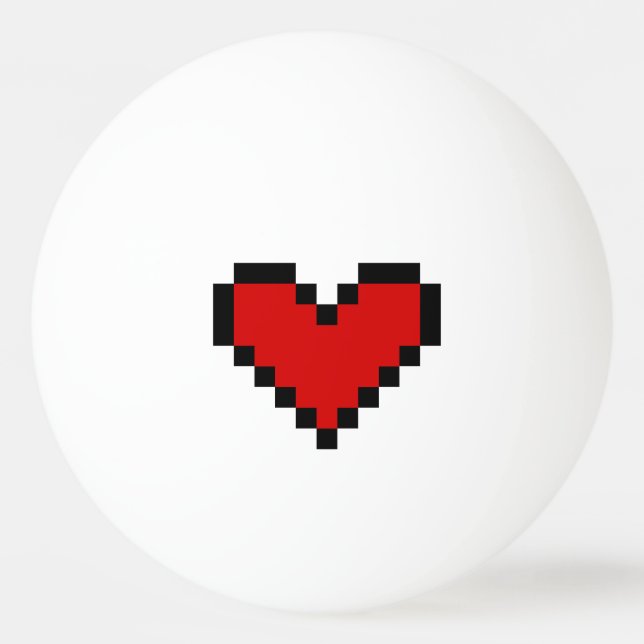 Red pixel heart ping pong ball for table tennis (Front)