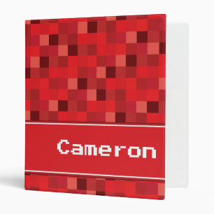Red Pixelated Pattern Personalized Binder