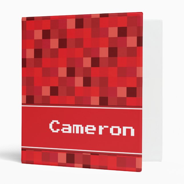 Red Pixelated Pattern Personalized Binder (Front/Inside)