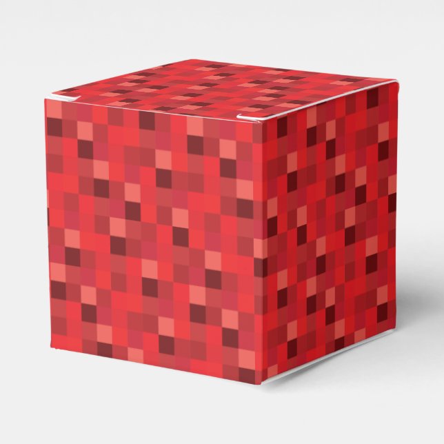 Red Pixels Pattern Favor Boxes (Front Side)