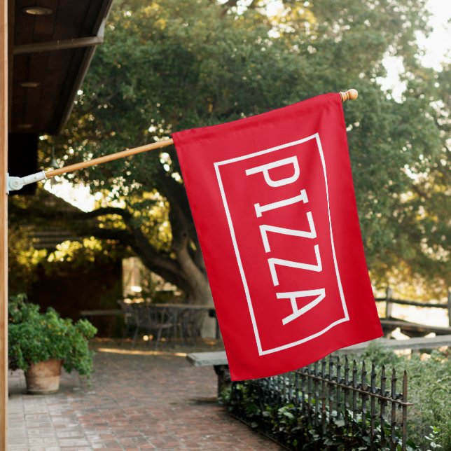 RED PIZZA SIGN FLAG (In SItu)