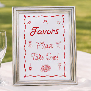 Red Pizza That's Amore Bridal Shower Favor Poster