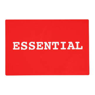 Red Placemat That Says Essential