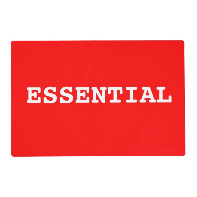 Red Placemat That Says Essential (Front)