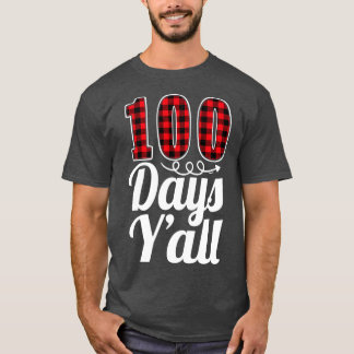 Red Plaid 100 Days Yx27all Funny 100th Day Of Scho T-Shirt