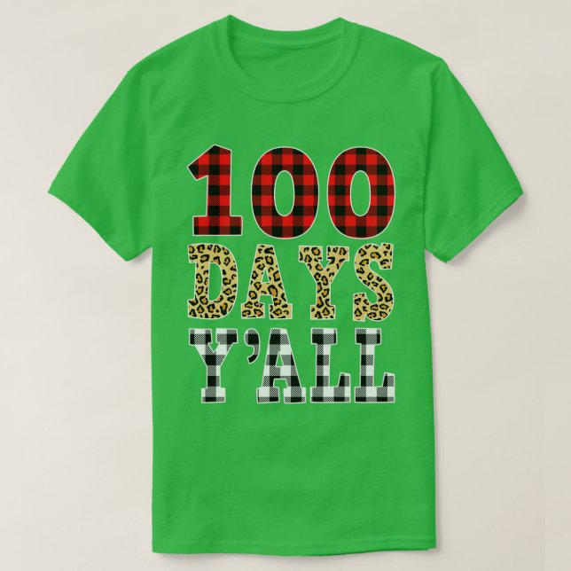 Red Plaid 100 Days Yx27all Funny 100th Day Of Scho T-Shirt (Design Front)