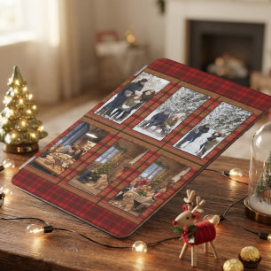 Red Plaid 6 Vertical Photo Collage Personalized iPad Mini Cover