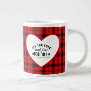 Red Plaid All For Love Giant Coffee Mug