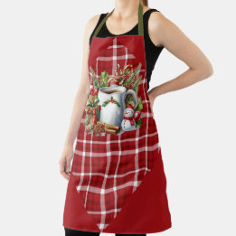 Red Plaid and Little Sleeping Deer Apron