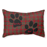 Red Plaid and Paw Prints Design Pet Bed