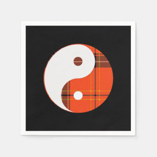 Red Plaid and White Yin Yang Napkins