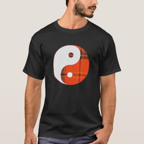 Red Plaid and White Yin Yang T_Shirt