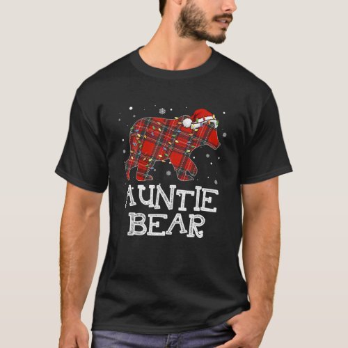 Red Plaid Auntie Bear Buffalo Family Pajama Christ T_Shirt