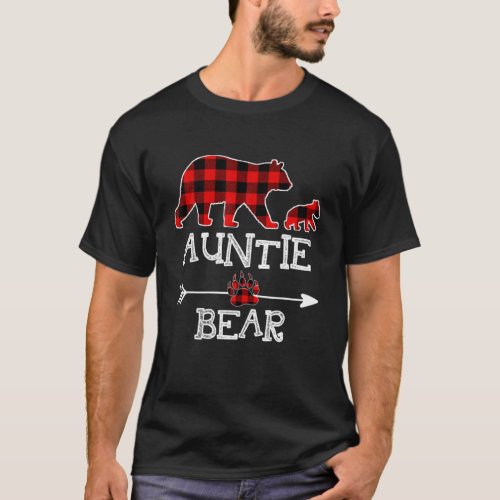 Red Plaid Auntie Bear One Cubs Matching Buffalo Pa T_Shirt