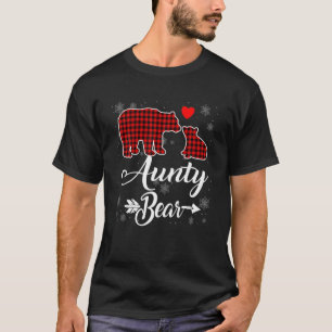 Red Plaid Aunty Bear Christmas Pajama Matching Fam T-Shirt