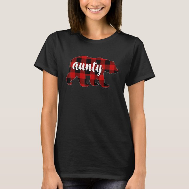 Red Plaid Aunty Bear Matching Family Buffalo Chris T-Shirt (Front)