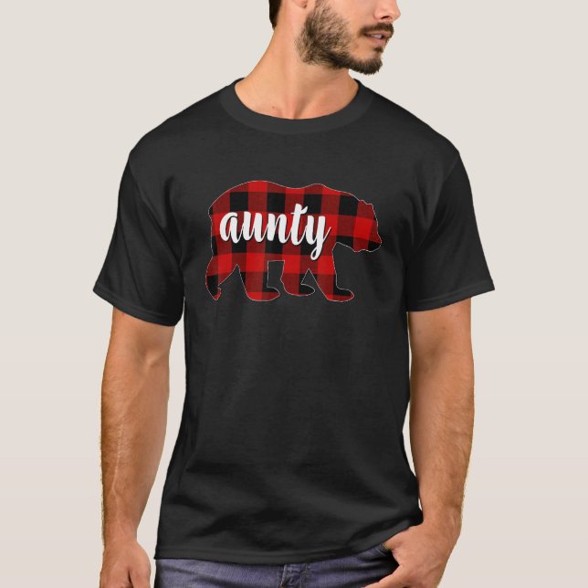 Red Plaid Aunty Bear Matching Family Buffalo Chris T-Shirt (Front)
