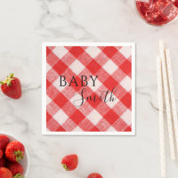 Red plaid Baby Q Baby Shower Barbecue BBQ