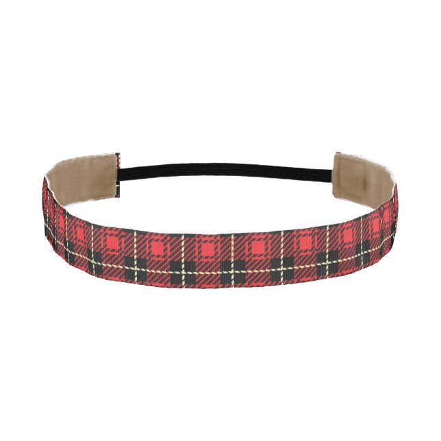 Red Plaid Background Athletic Headband (Front)