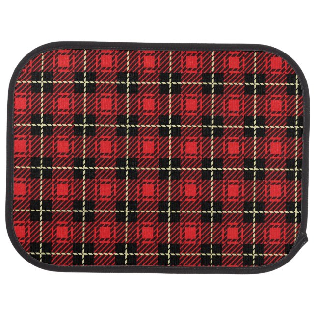 Red Plaid Background Car Mat (Rear)
