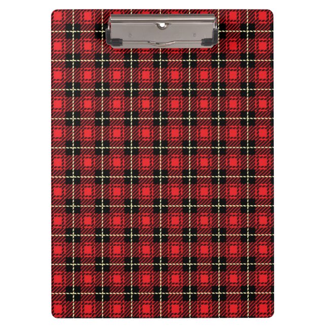 Red Plaid Background Clipboard (Front)