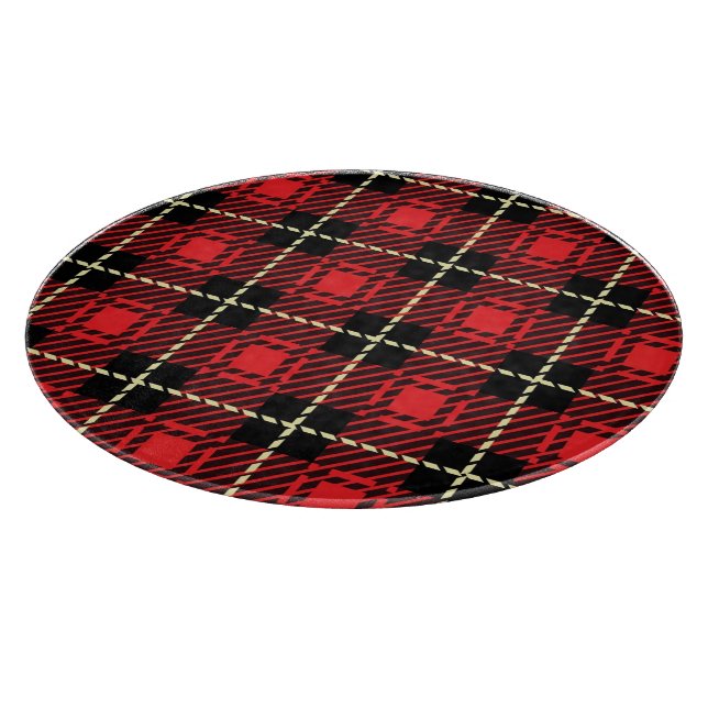 Red Plaid Background Cutting Board (Corner)