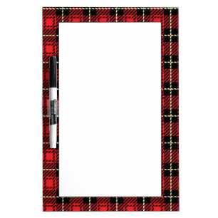Red Plaid Background Dry Erase Board