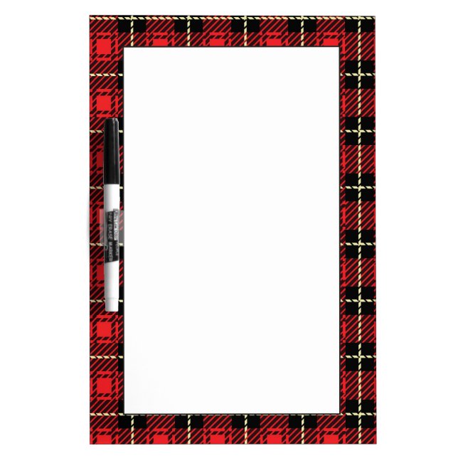 Red Plaid Background Dry Erase Board (Front)