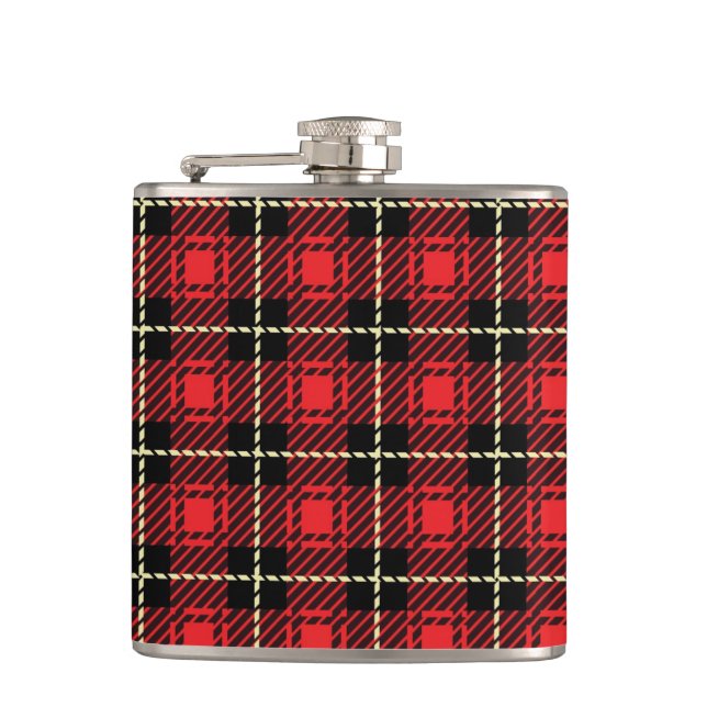 Red Plaid Background Flask (Front)