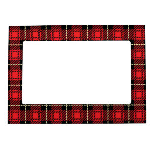 Red Plaid Background Magnetic Picture Frame