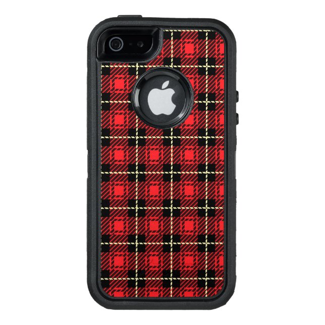Red Plaid Background Otterbox iPhone Case (Back)