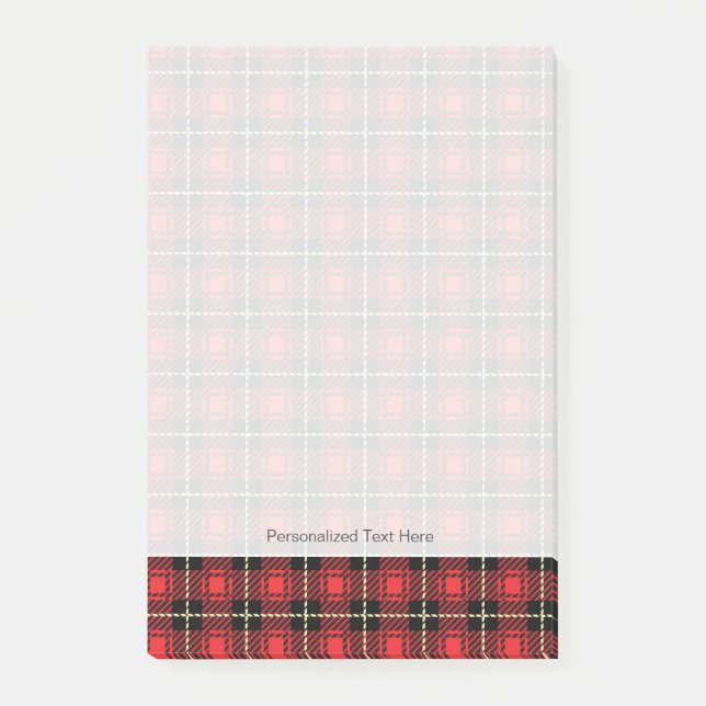 Red Plaid Background Post-it Notes (Front)