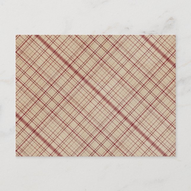 Red Plaid Background Postcard (Front)