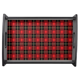 Red Plaid Background Serving Tray