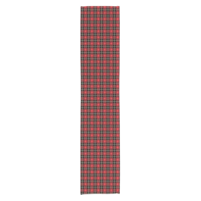 Red Plaid Background Short Table Runner (Front)