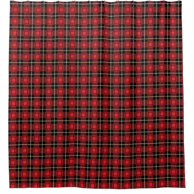 Red Plaid Background Shower Curtain (Front)