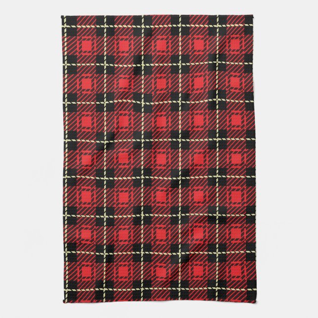 Red Plaid Background Towel (Vertical)