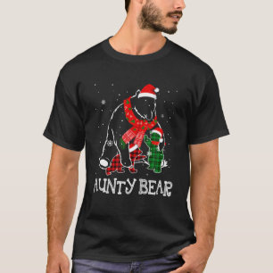 Red Plaid Bear Christmas Pajama Aunty Matching Fam T-Shirt