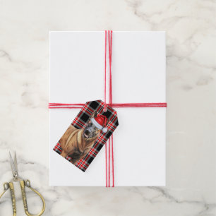 Red Plaid Belgian Malinois Dog Lover Christmas Gift Tags