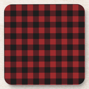 Red Plaid Beverage Coaster